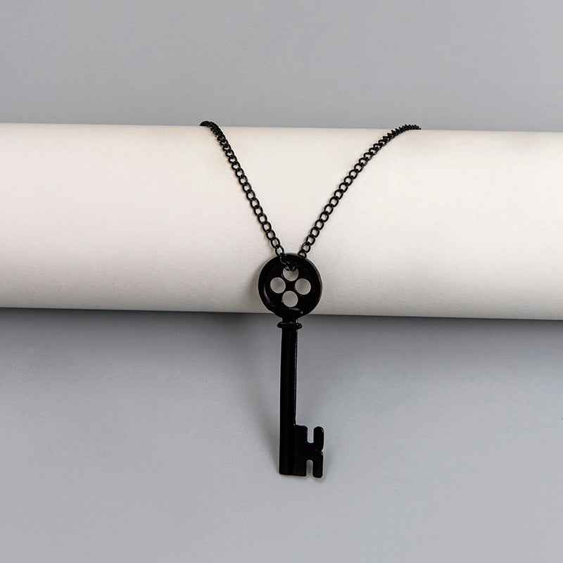 Movie Coraline Black Button Key Of The Secret Door Pendant Necklaces Halloween Gift