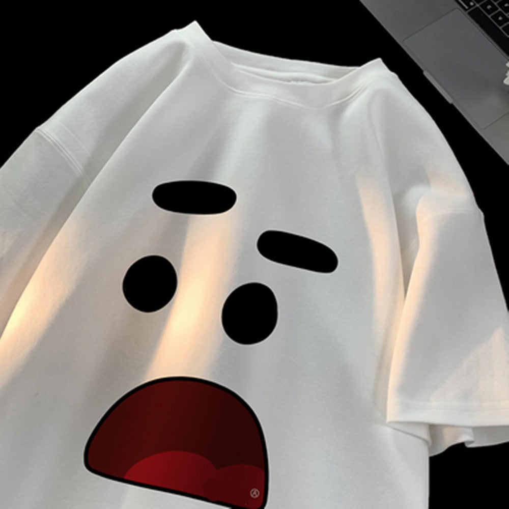 Casual Half Sleeve Oversized Couple Loose Easy To Match Clothes Short Sleeve