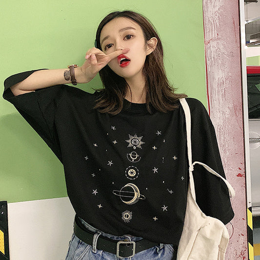 New Loose Large Size Slim Round Neck Top Clothes