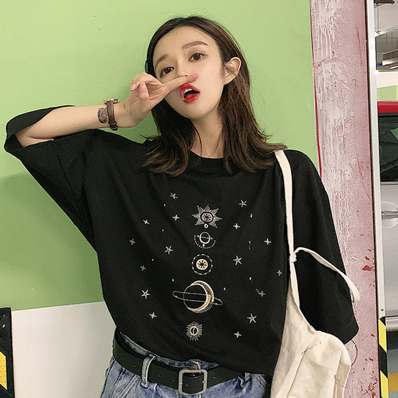 New Loose Large Size Slim Round Neck Top Clothes