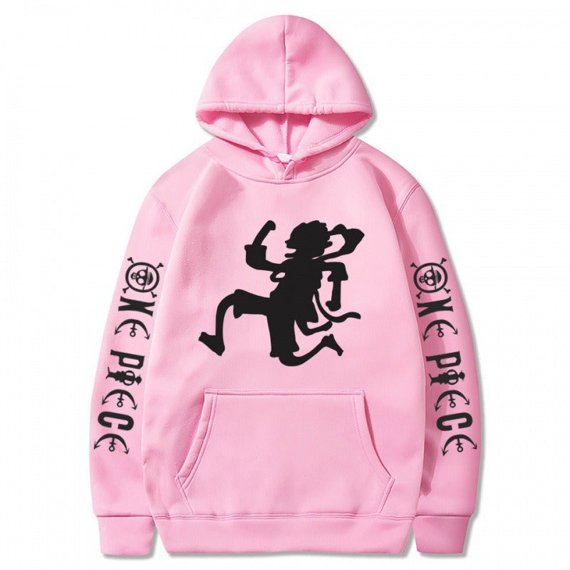 One Piece Pirate King Nika Luffy Shadow Pullover Hoodie with Plush Men's and Women's Coat Sweater