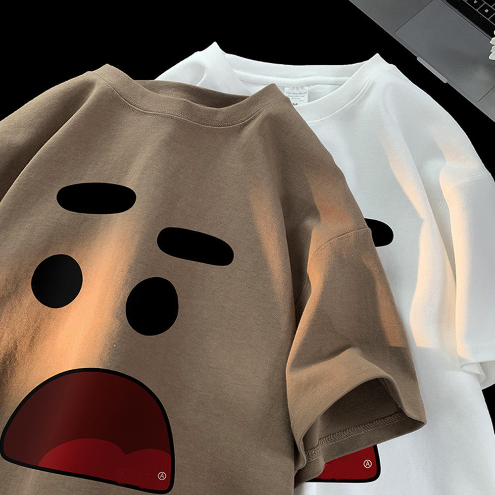 Casual Half Sleeve Oversized Couple Loose Easy To Match Clothes Short Sleeve