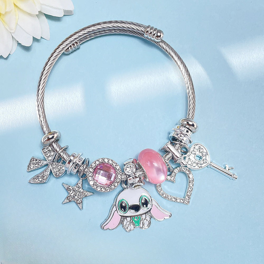 Panja Stylized Bracelet Adjustable Open Design Simple Minimalist Cute Stainless Steel Bangle for Women