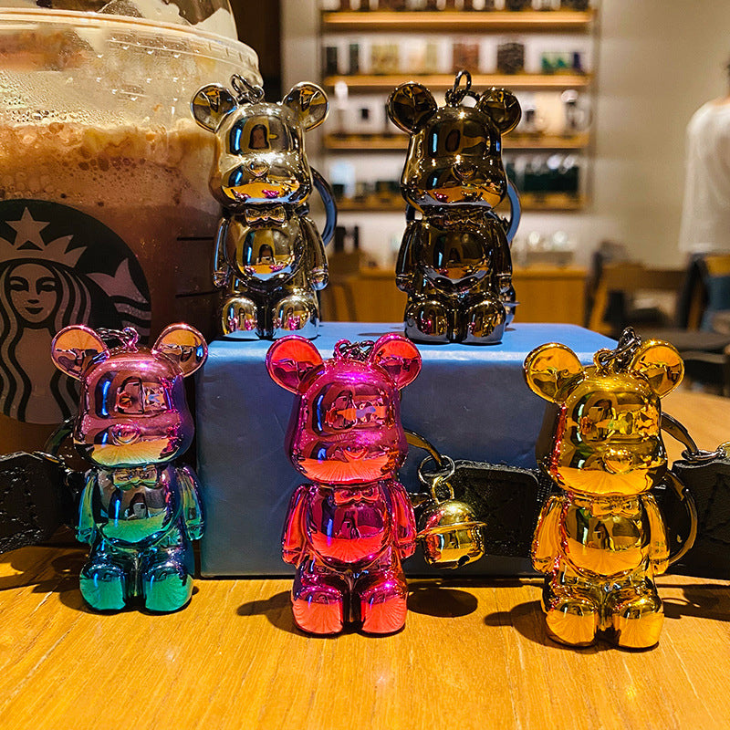 Cartoon Colorful Bow Tie Bear Key Chain Girls Fashion Cute Net Red Car Key Ornaments School Bag Pendant Key Chain