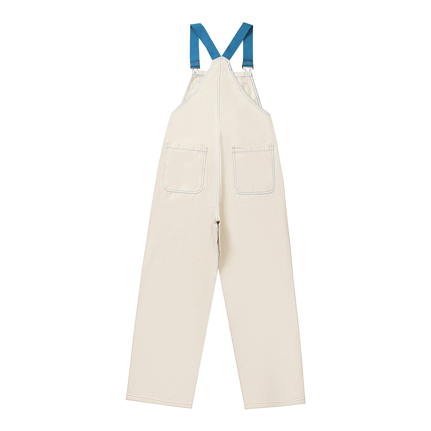 Retro Multi-Pocket Cute Cartoon Embroidery Design Suspender Pants Unisex Loose Casual Work Pants