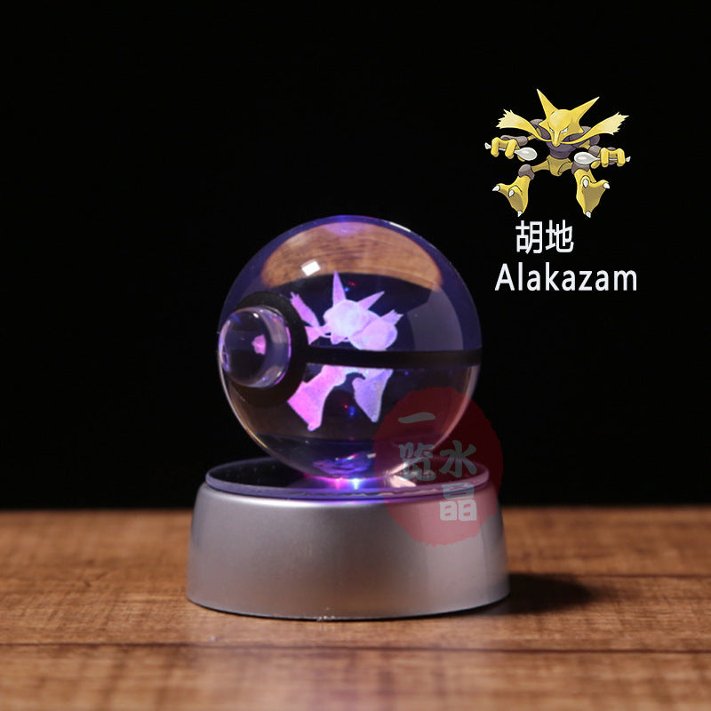 Pokemon Crystal Ball 3D Pikachu Gengar Mew Mewtwo Lamp Base Pokeball Crystal Pokemon Glass Ball Figure Night Light Birthday Gift