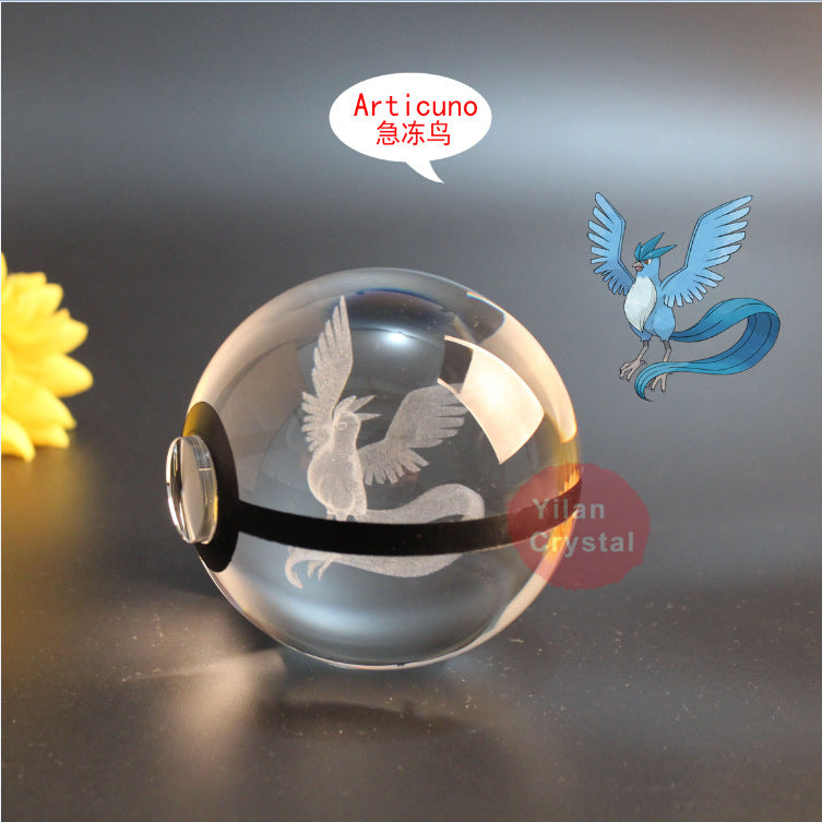 Pokemon Crystal Ball 3D Pikachu Gengar Mew Mewtwo Lamp Base Pokeball Crystal Pokemon Glass Ball Figure Night Light Birthday Gift