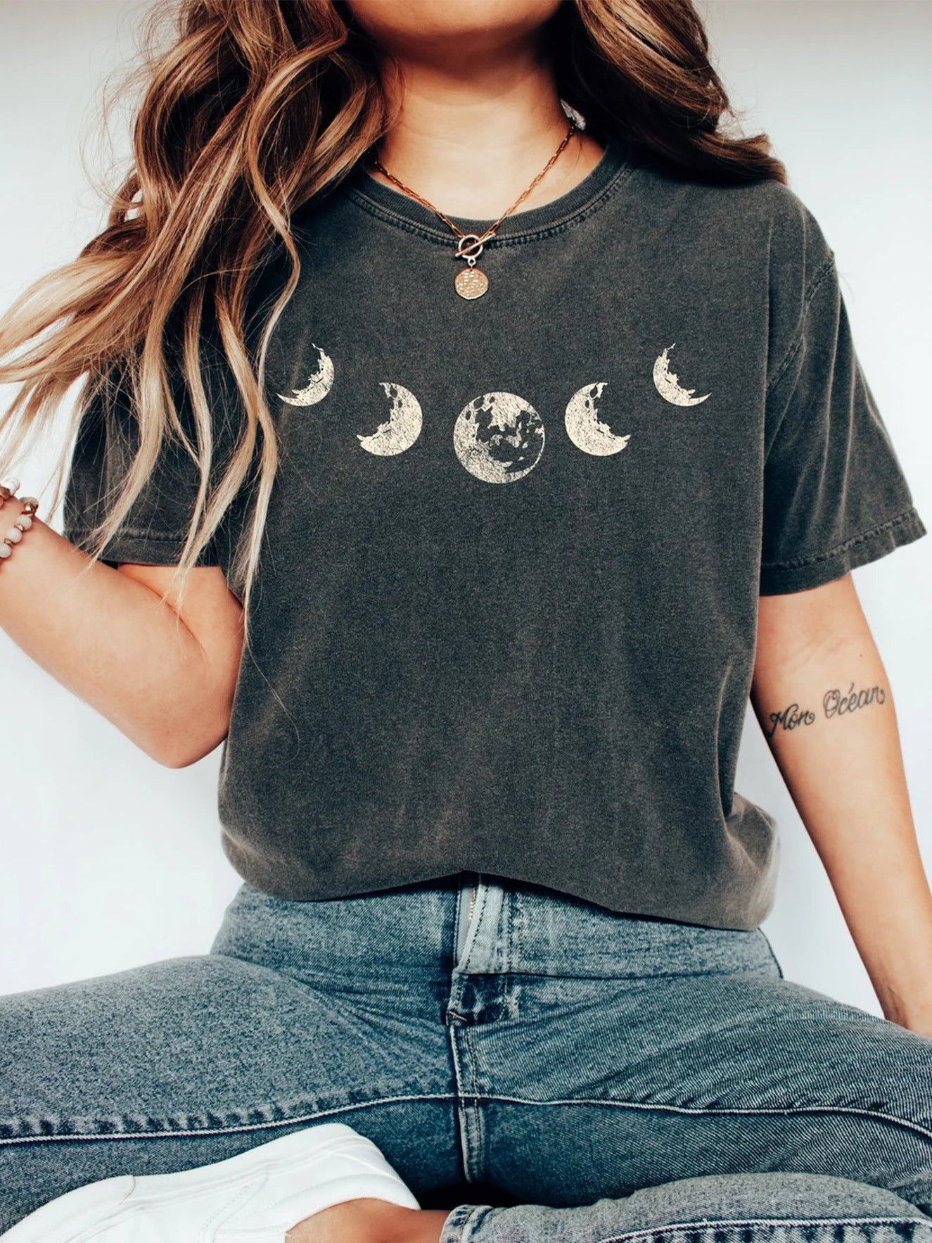 Women's Moon Digital Printed Casual Short-sleeved T-shirt