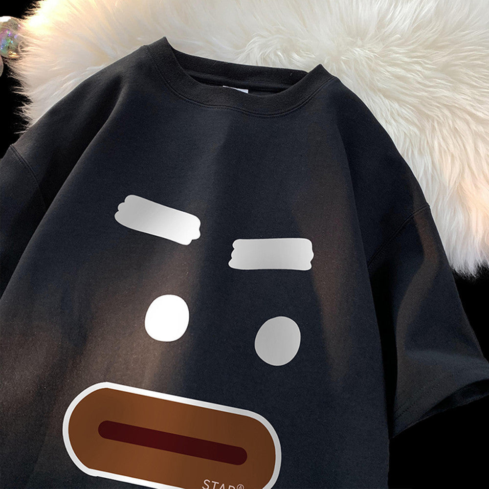 Casual Half Sleeve Oversized Couple Loose Easy To Match Clothes Short Sleeve