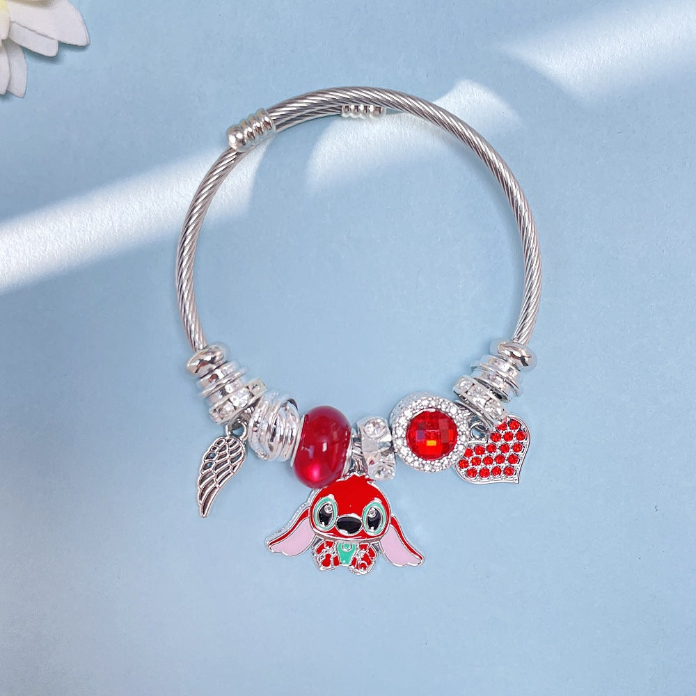 Panja Stylized Bracelet Adjustable Open Design Simple Minimalist Cute Stainless Steel Bangle for Women