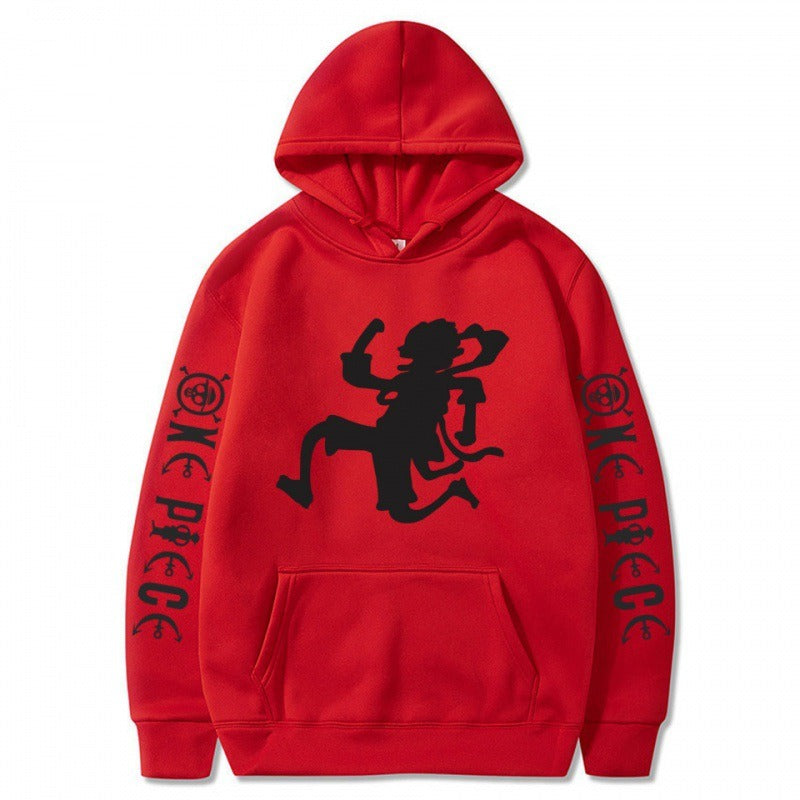 One Piece Pirate King Nika Luffy Shadow Pullover Hoodie with Plush Men's and Women's Coat Sweater