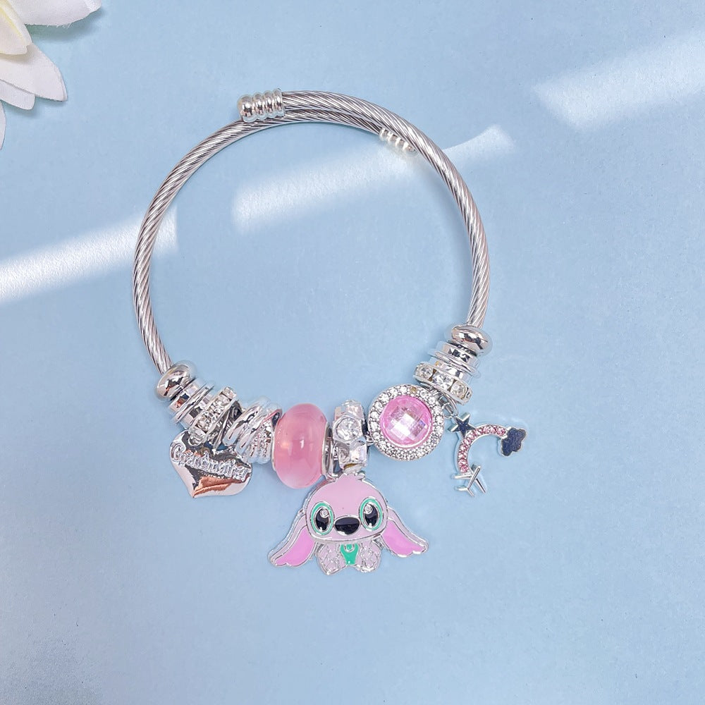 Panja Stylized Bracelet Adjustable Open Design Simple Minimalist Cute Stainless Steel Bangle for Women