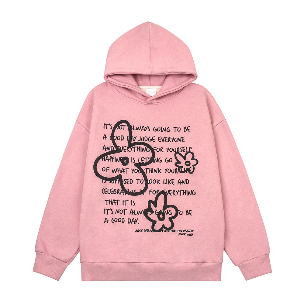 English Letters Printed Hoodie Men