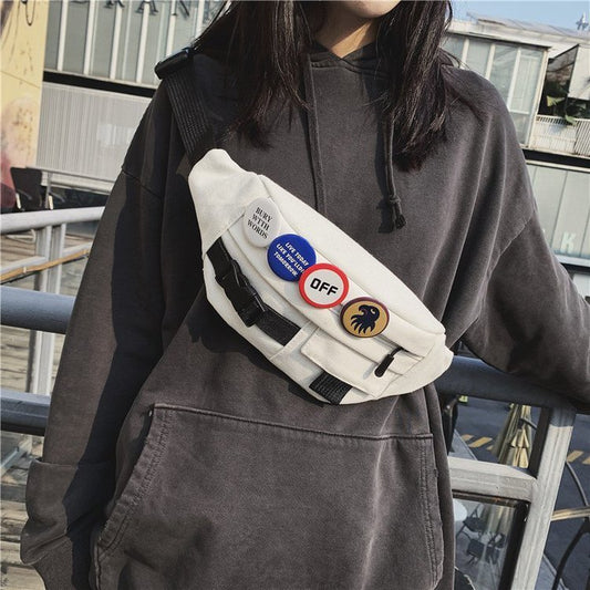 Wind Retro Tooling Style Personality Letter Badge Male And Female Student Chest Bag