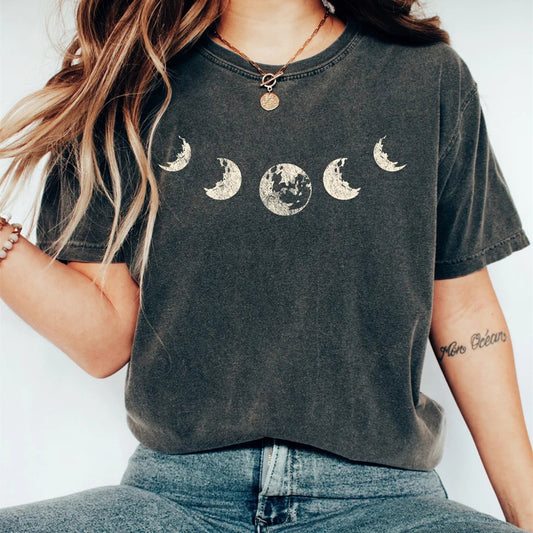 Women's Moon Digital Printed Casual Short-sleeved T-shirt